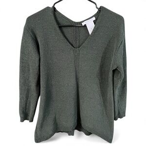 Philosophy Women’s Dark Green Knit V-Neck Pullover Sweater! Size Small.